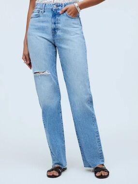 Madewell '90s Straight Jeans Size 27 in Revoir Wash w/ Raw Hems